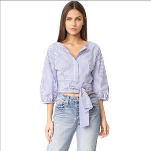 J.O.A. Cropped Puff Sleeve Top